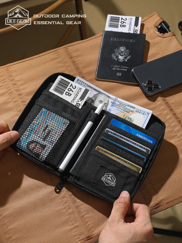 OCEGEAR RFID Stop Travel Wallet Passport Holder Large Capacity Money Pouch Credit Cards Organizer Small Handbag Zipper Purse