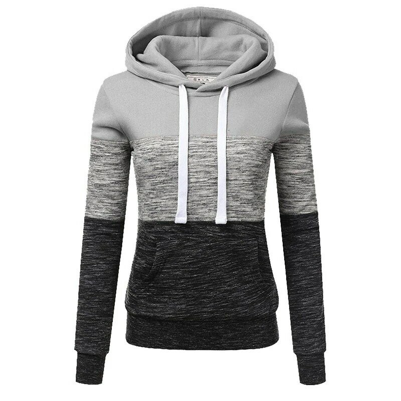 Women's Long Sleeved Hoodie Slim Sweater Polar Hooded Fleece Sweatshirts Casual Color Matching Pullover for Women