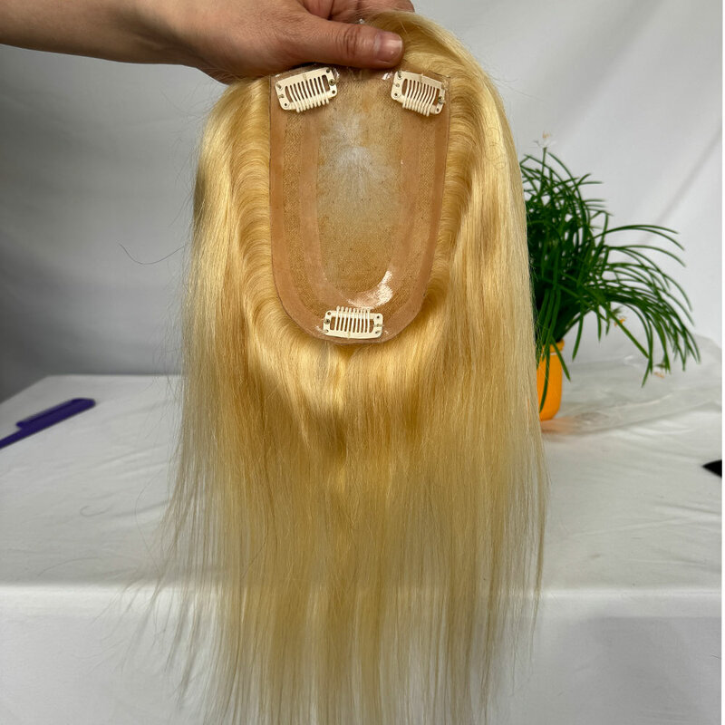 Piezas de cabello con Clip para mujer, Base de tamaño 4x6 pulgadas, 12 pulgadas, cabello humano Real, sin flequillo, piezas de cabello superior, Color mixto