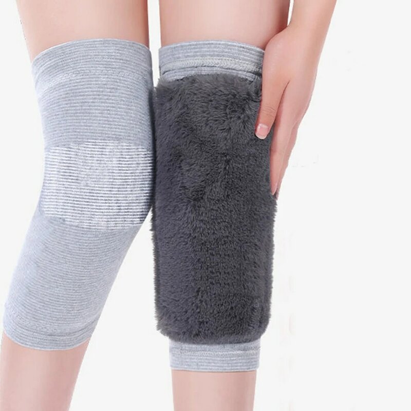 1 paio di ginocchiere invernali in Cashmere Warm Men Women Double Thick Wool Protection Knee Plus Velvet Wind And Cold Protective Gear Gift