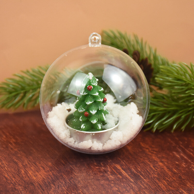 Рождественский прозрачный шар 4-10 см, пластиковые наполняемые елочные подвесные украшения, украшения для дома