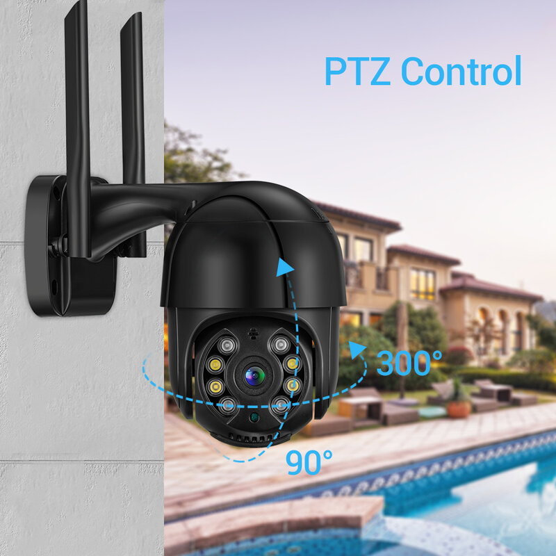 PTZ 와이파이 IP 카메라, 야외 무선 보안 CCTV 카메라, 4K HD, ONVIF, 4X 디지털 줌, H.265, 5MP 감시 카메라, 1080P, 8MP