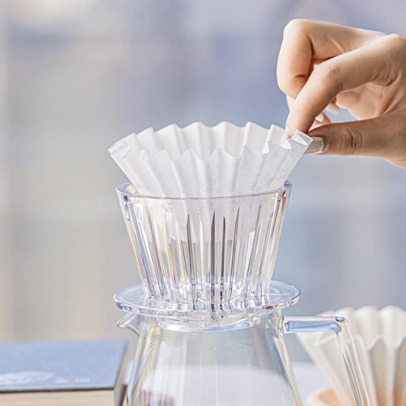 B75 Wave Coffee Dripper Crystal Eye Pour Over Coffee Filter PCTG 1-2 Cups Coffee Maker Flat Bottom Increase Uniformity