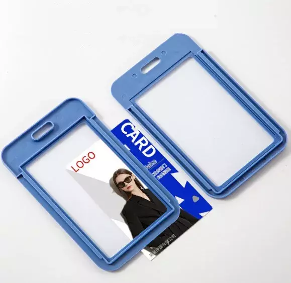 ช่องเสียบบัตรป้าย ID บัตรโดยสารรถประจำทางพร้อมสายคล้องสำหรับใส่บัตรป้ายกระเป๋าเก็บบัตรบัตรผ่านได้สองด้านสำหรับทำงาน sampul kartu ป้าย ID