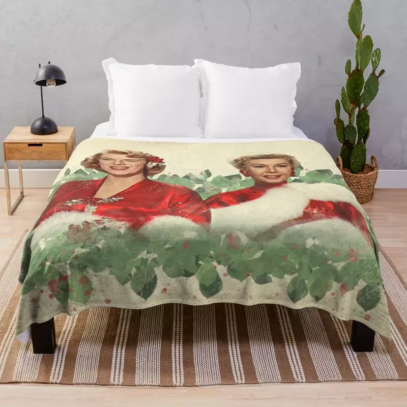 Couverture de jet de Noël blanc joyeux, linge de lit vintage, grandes couvertures, 16%