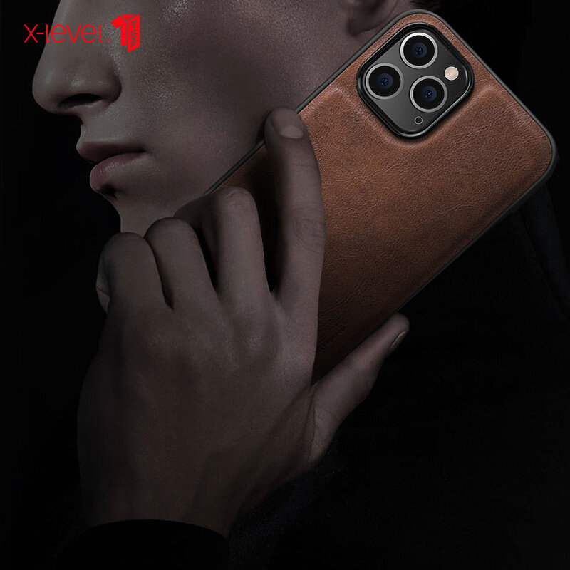 For iPhone 12 Case 100% X-Level Retro Leather Soft Silicone Edge Back Cover for iPhone 14 13 Pro Max чехол lightweight