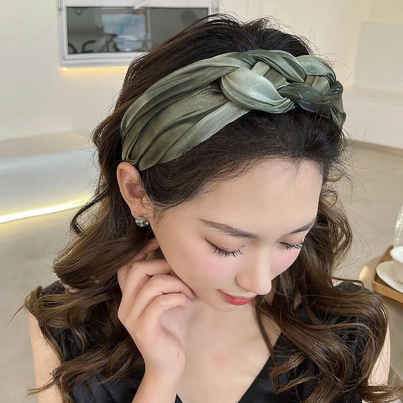 Female Mesh Headdress Makeup Wash Face Girls Twisted Braid Hair Hoop Korean Style Headband Hair Accessories Women Headband