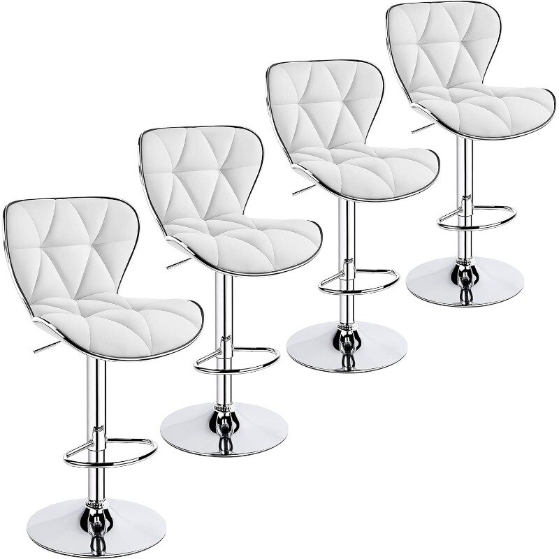 Krzesła wyspowe stołki barowe zestaw 4 modnych krzesła barowe regulowana skóra z PU stołki obrotowe krzesło z tylnymi stołkami