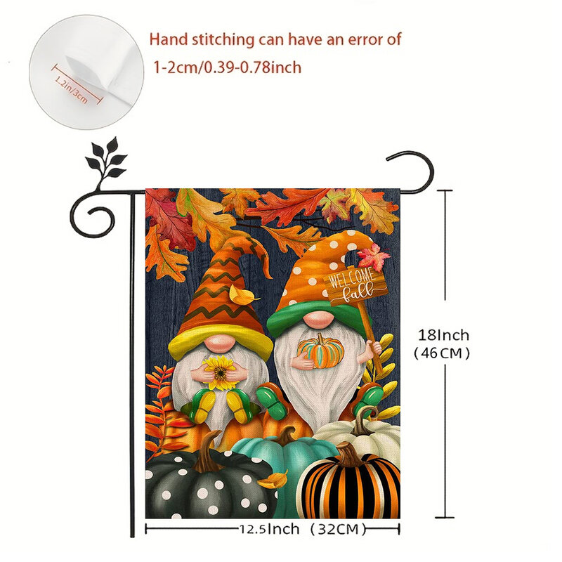 1pc Pumpkin maple leaf pattern flag, autumn double-sided printed garden flag, farm yard decoration, excluding flagpoles