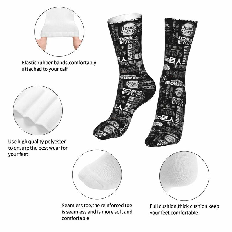 Calcetines de alta calidad para hombre y mujer, calcetín con Logo de anime Pop Manga, para primavera, verano, otoño e invierno, novedad
