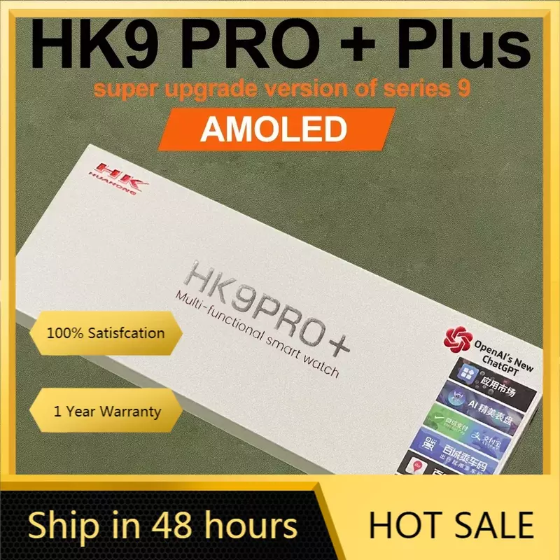 AMOLED Smartwatch para homens, HK9 Pro Plus Ultra 2, Relógio atualizado HK8 Pro Max Gen2 9, Relógios inteligentes NFC, PK Hello Watch 3, Armazenamento 2GB