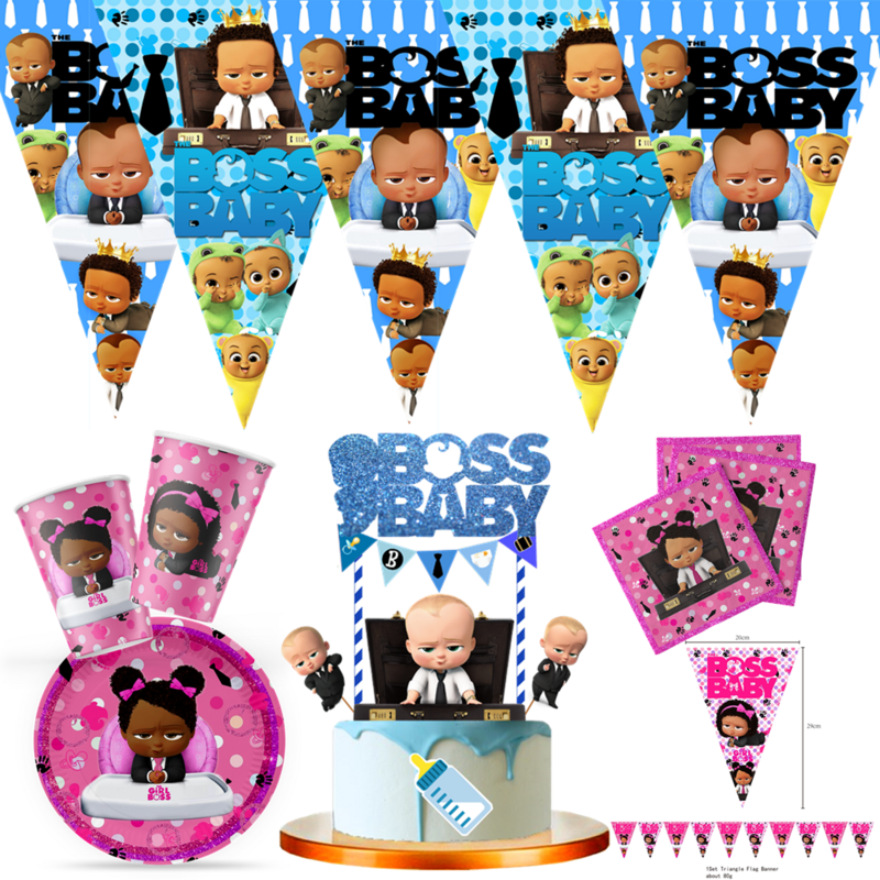 12ชิ้น/ล็อต Boss เด็กเค้ก Topper วันเกิดเด็ก Boss Theme Party เค้ก Topper เค้กตกแต่ง Baby Shower Party Supplies