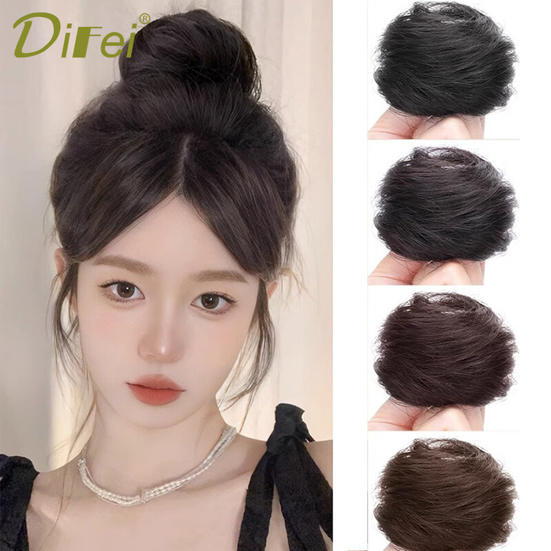 DIFEI Synthetic Wig Ball Head 2024 New Women's Wig Ring Wig Bag Natural Flower Head Bun Wig Synthetic Ball Head Wigs For Women