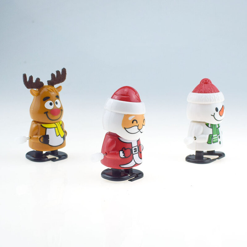 Clockwork bonito Papai Noel sacode a cabeça, Andando e amarrando boneco de neve, Chain Elk Toys