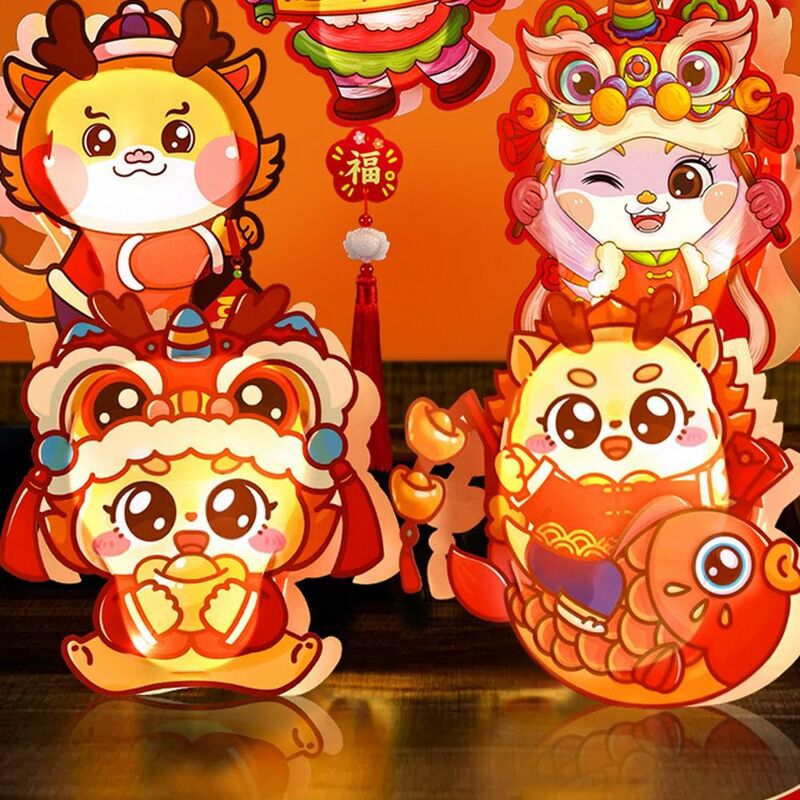 Lanterne traditionnelle en PVC pour enfants, festival du printemps, matériaux de bricolage, déterminer l'année du dragon, activité du nouvel an