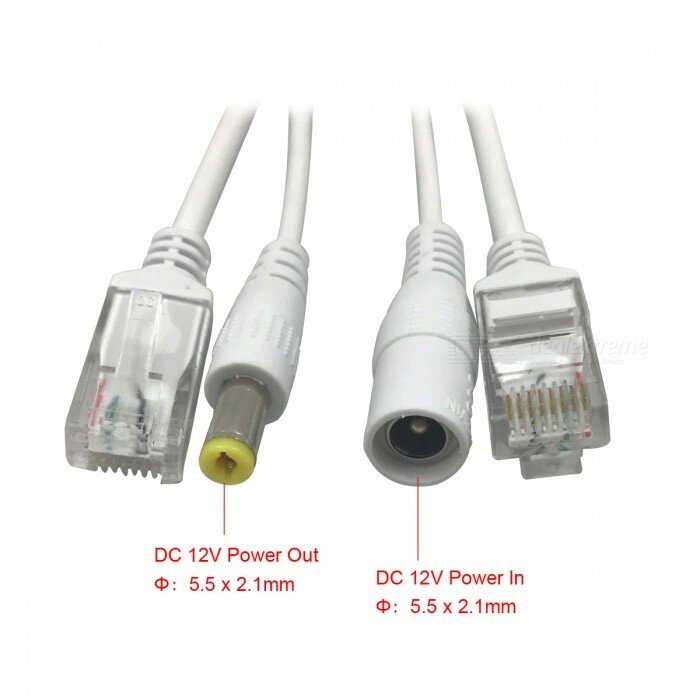 Cable de alimentación para cámara IP POE RJ45, adaptador Ethernet, divisor de inyector, DC 12V