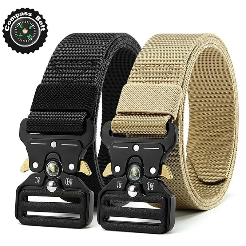 Men's Belt Army Outdoor Hunting Compass Tactical Multi-Function Combat Survival Canvas For Nylon Male Luxury Belts Neutral Belts