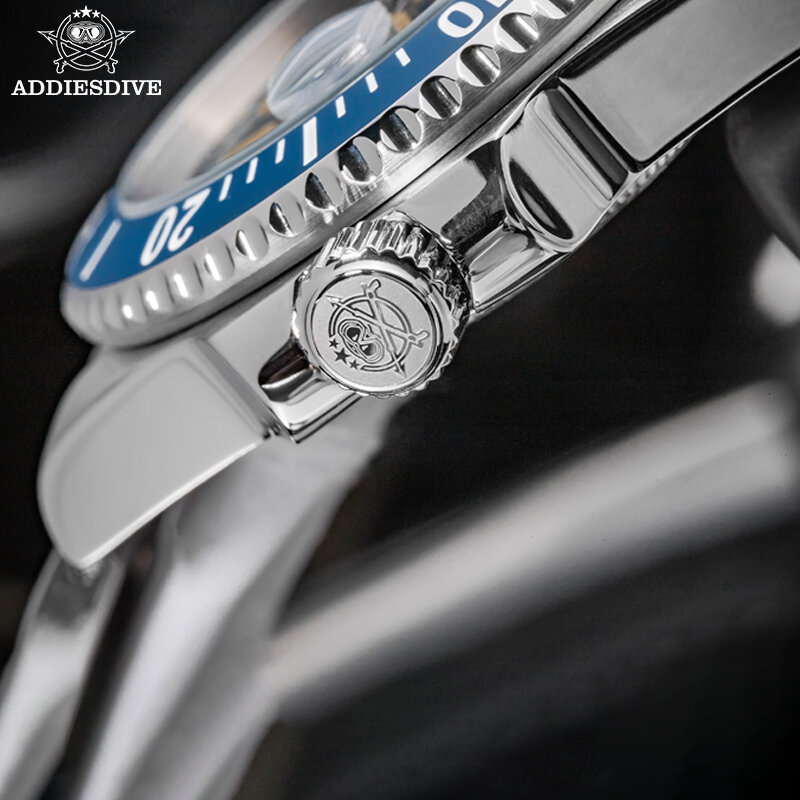 Addiesdive นาฬิกาผู้ชาย AD2054 316L ส่องสว่างสแตนเลสวันที่200เมตรนาฬิกาเซรามิกสำหรับดำน้ำนาฬิกาควอตซ์ relogios masculino