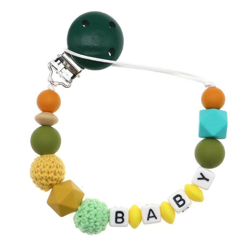 Chupete personalizado con Clip para bebé, cadena anticaída de silicona con nombre personalizado, juguetes de dentición de silicona de grado alimenticio para Molar