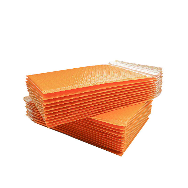 Bolsas de embalaje de polietileno de color naranja para negocios, sobres acolchados impermeables para joyería y regalo, 7 tamaños, piezas, 100