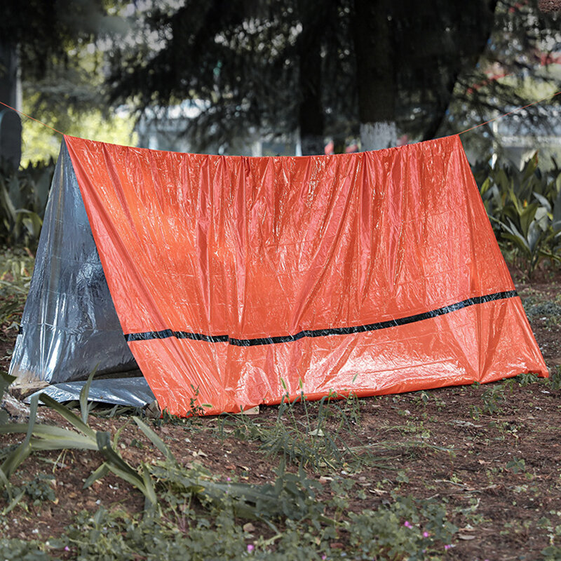 Mylar-Sac de couchage de tente tubulaire étanche, couverture thermique SOS extérieure, abri d'urgence réutilisable pour 2 hypothèques, kit de tente de survie pour bivouac