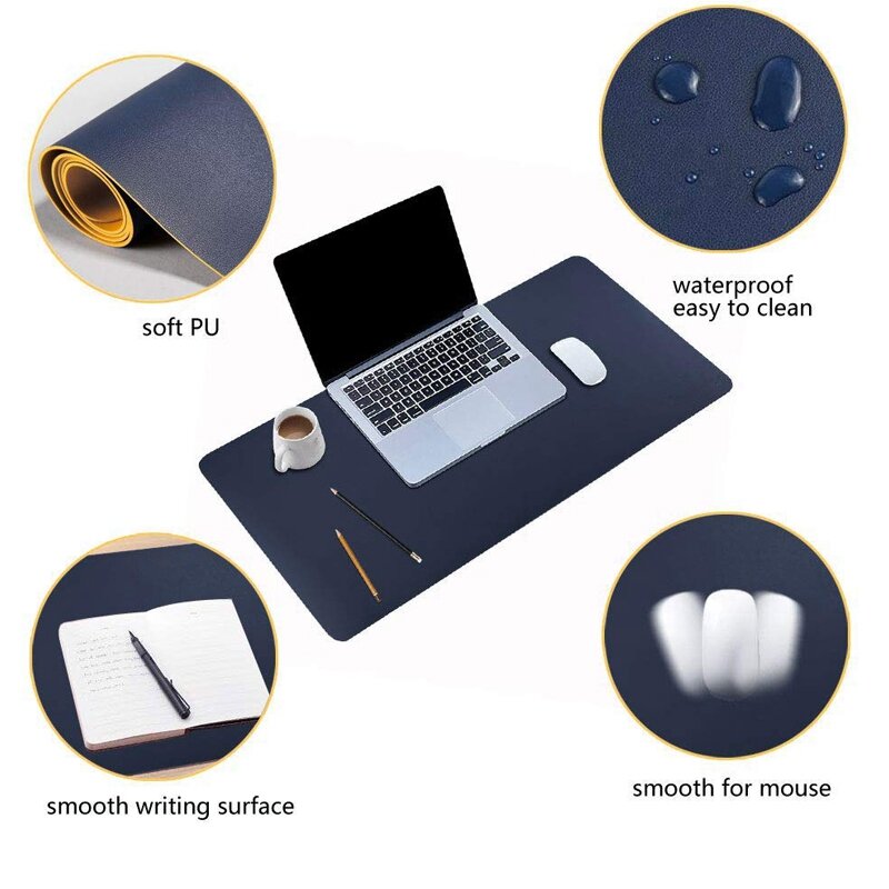 Office Desktop Protector Pad, PU Leather Desk Mat, Blotters Organizer com superfície de escrita confortável, 31,5 "x 15,7"
