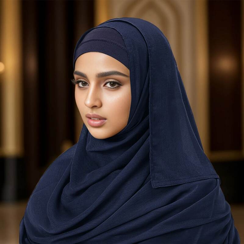 Conjunto de 2 piezas para mujer, Hijab de viscosa, Jersey de Color a juego, gorro de algodón liso, bufanda musulmana, chal suave, turbante de rayón de algodón