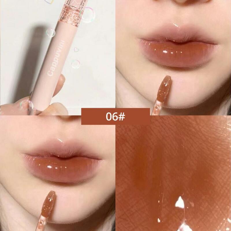 Cherry Pink Lip Plumper Gloss Crystal Jelly Oil Lip Tint Korean Long-lasting Waterproof Lipstick Lips Plumper Liquid Lipstick