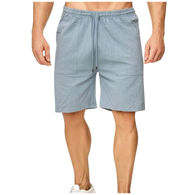 Men's Cargo Shorts Fashion Solid Color Thin Loose Classic Summer Pocket Waist Drawstring Street Casual Versatile Male Shorts