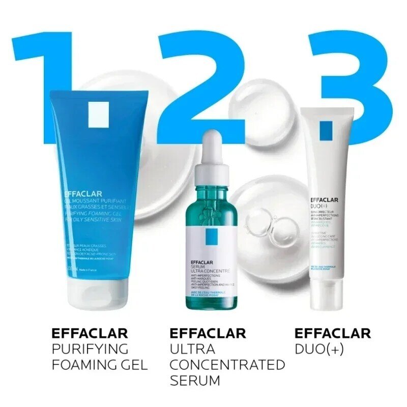 Effaclar-Ensemble de soins pour la peau, crème K originale, Hyalu B5, sérum effaclar cicaplast, vitamine C10, crème solaire, contrôle de l'huile, nettoyant moussant