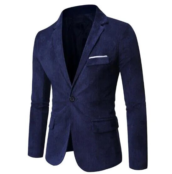Blazer monocromático de peito único masculino, blazers de algodão, casaco formal, manga comprida, ternos de noivo, novo, ABB326
