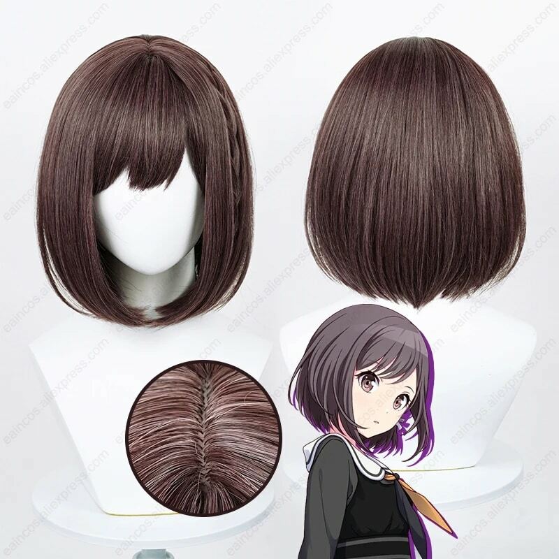 Anime Shinonome Ena peruka do Cosplay kobiety 33cm brązowe bobo peruki odporne na ciepło peruki syntetyczne włosy