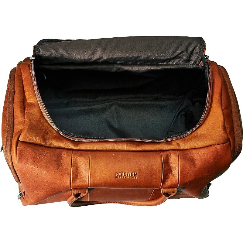 Leather 20" Single Compartment Top Load Travel Duffel Bag, Cognac