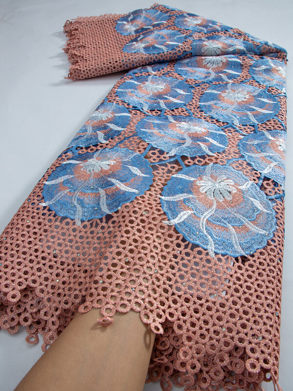 Новейшая африканская кружевная ткань Gipure 2023, Высококачественная нигерийская Водорастворимая кружевная ткань для женского свадебного платья TY3305