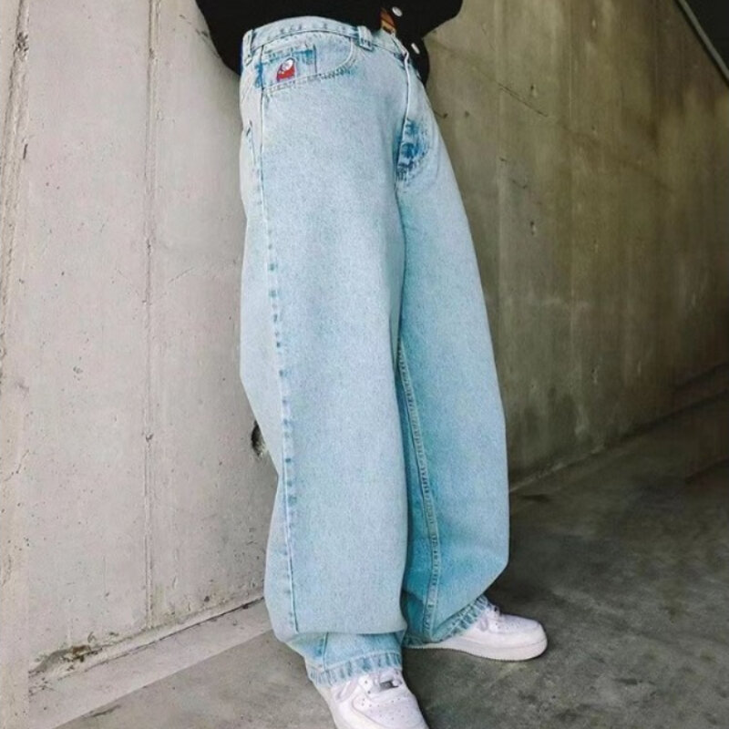 Deeptown-Jeans Baggy Vintage com Bordados, Calças Denim Retro, Calças De Perna Larga, Hip Hop, Streetwear Oversize, América, Harajuku, Y2k