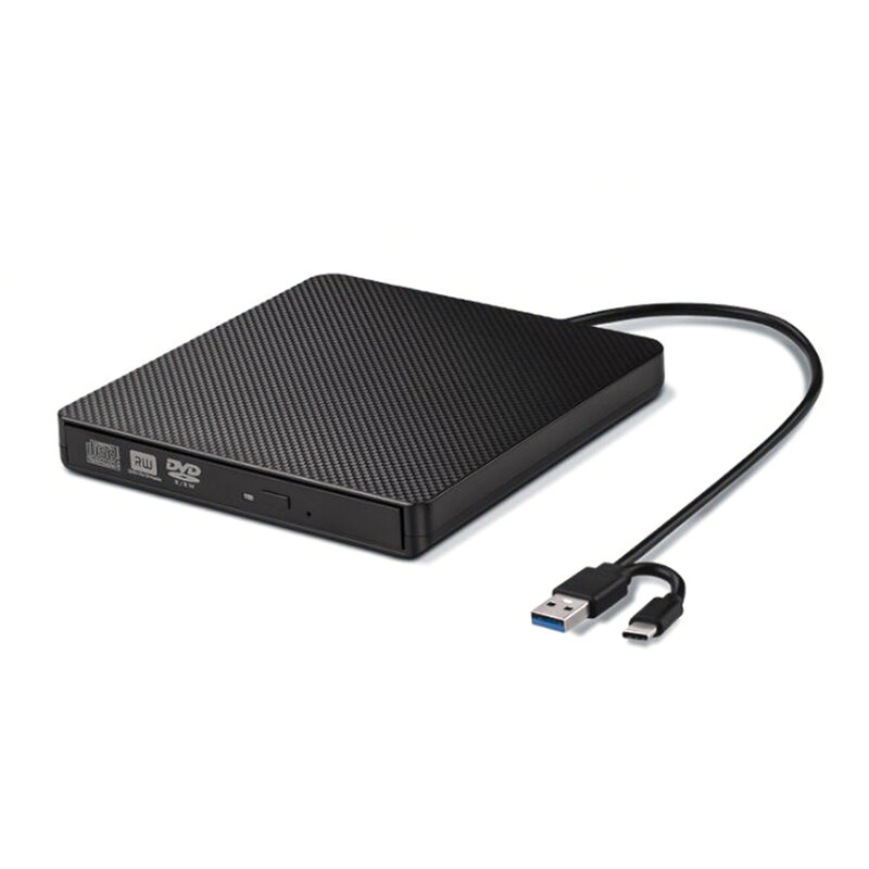 USB3.0 Type-C Optical Drive Enclosure DVD CD-ROM Player Enclosure Plug and Play Leather Grain Non-slip for Laptop Notebook