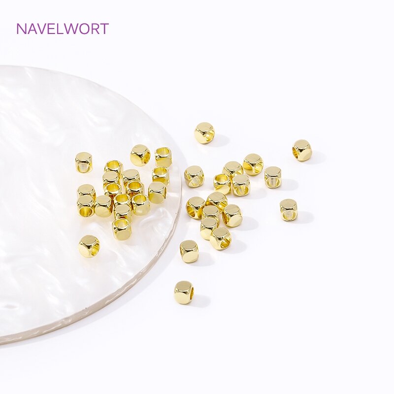 Perline quadrate in metallo placcato oro 18 carati 2MM-6MM per forniture per la creazione di gioielli, accessori per gioielli fai da te fatti a mano