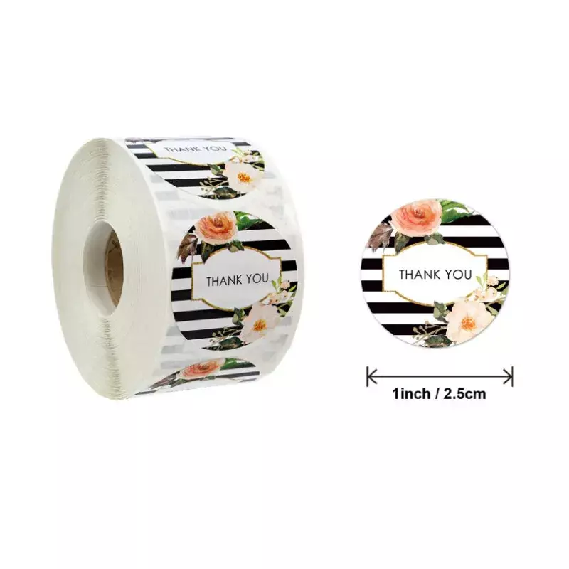 500piece 1 inch Roll sealing stickers Thank You handmade Flower color label paper DIY packaging 25mm