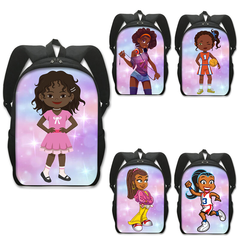 아프리카 소녀 프린트 배낭 십대 어린이 학교 가방, 아프리카 라틴 여성 데이팩, 아프로 소녀 배낭 노트북 백팩