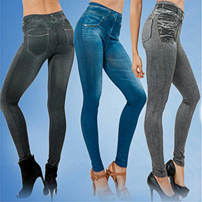Pants Bottoming Women Jeans Skin-friendly Breathable  Popular Print Stretch Pencil Pants