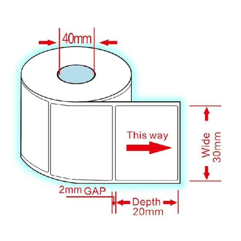1000 szt./rolka 30x20mm samoprzylepne etykiety termiczne papier do druku z kodami kreskowymi