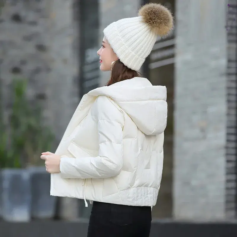 Женские повседневные пальто на белом утином пуху с замком, зима 2022