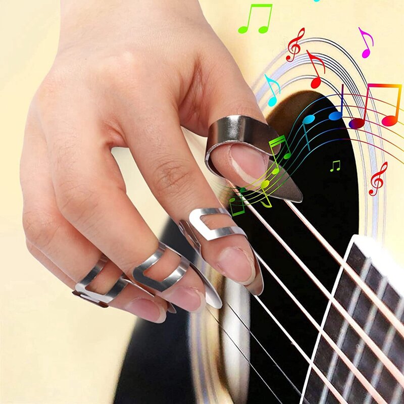調整可能なスチール指のおすすめ品セット、低音と親指のおすすめ品、ステンレス鋼、12個