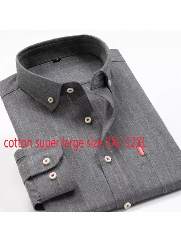 New Arrival Spring Autumn Men Thick Formal Extra Large Cotton Long Sleeve Shirts High Quality Plus Size 3XL- 8XL9XL10XL