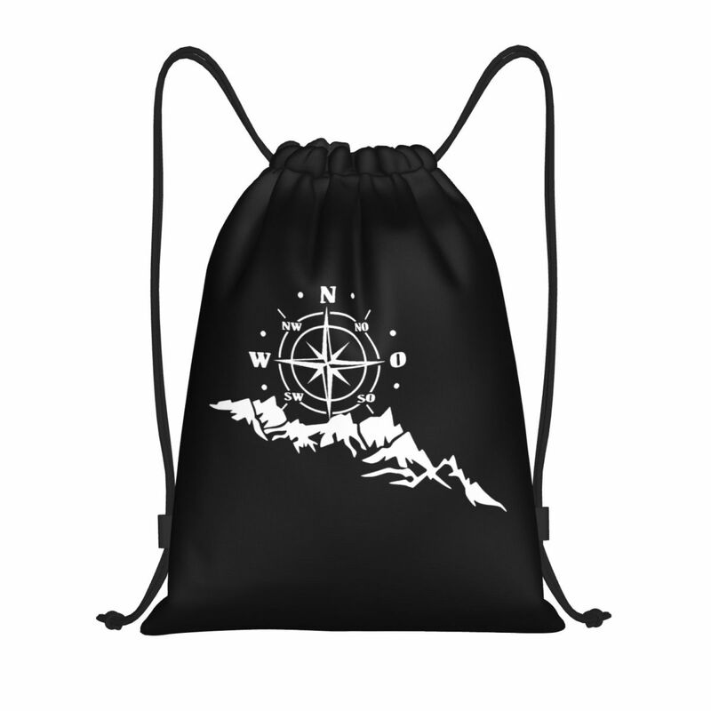 Mountain Adventure Compass Drawstring Bag Men Women Portable Sports Gym Sackpack Training Storage Backpacks