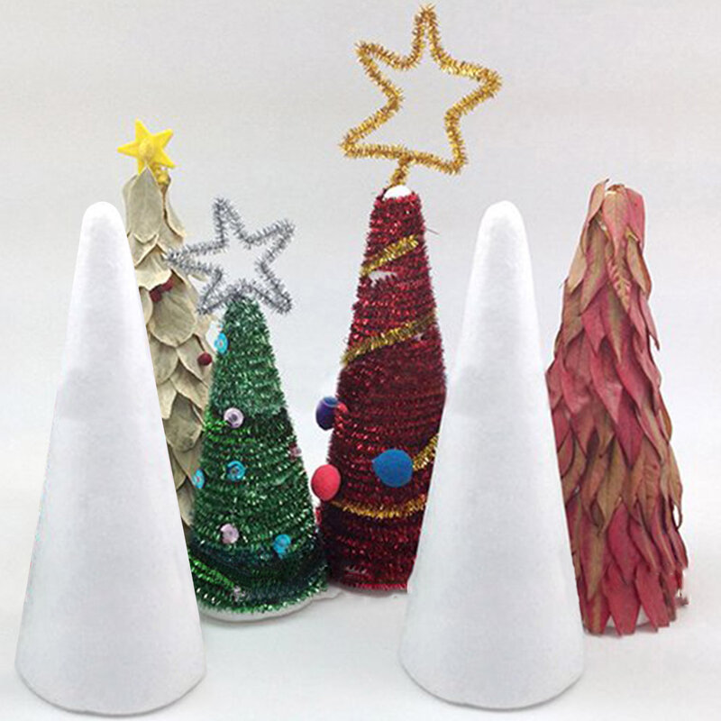 Conos de espuma para árbol de Navidad, moldes de poliestireno para decoración de Año Nuevo, manualidades hechas a mano, 5 piezas, 5,91 pulgadas