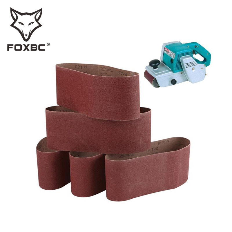 FOXBC-cinturones de lijado de óxido de aluminio, papel de lija de 100x610mm, 4 "x 24", 60, 80, 120, 240 de grano, accesorios para carpintería, 5 uds.