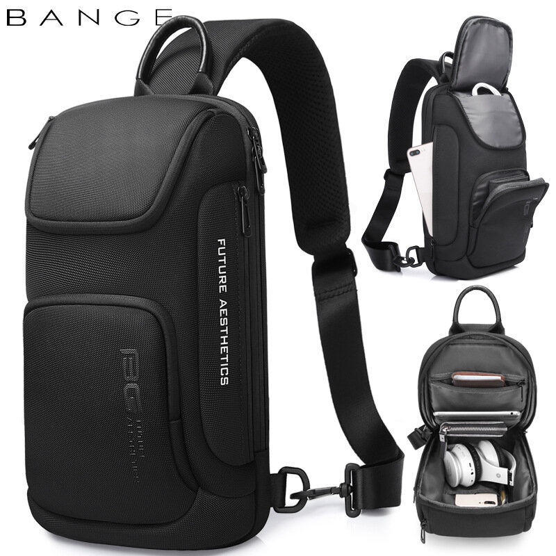 BANGE-Sac à dos étanche de grande capacité pour homme, sac messager ultraléger, sac de poitrine portable multi-poches, sac de voyage pour iPad 9.7"
