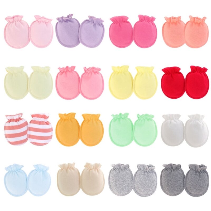 5 pares luvas anti-riscos para recém-nascidos, luvas unissex cor sólida para bebês