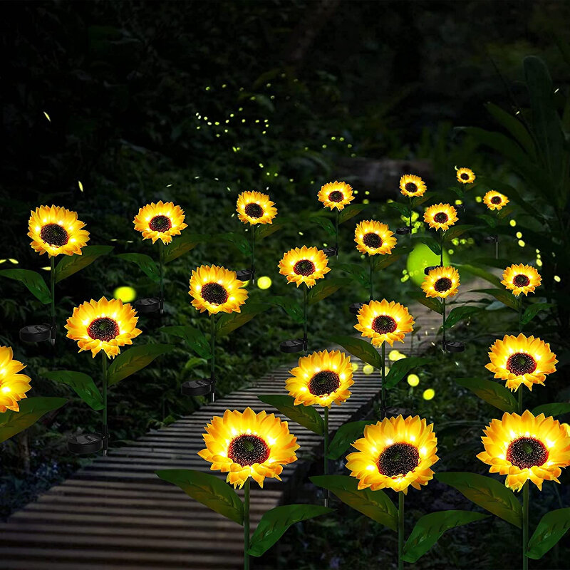 Solar Sunflowers Lights Smart Light Control Lawn Light Outdoor IP65 Waterproof Landscape Lamp Garden Yard Pathway Patio Decor